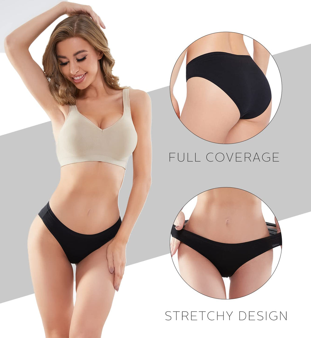 Womens Underwear Cotton Knickers Low Rise Stretchy Panties | Breathable Full Bikini Briefs Ladies Black Hipster Pants for Daily Wear