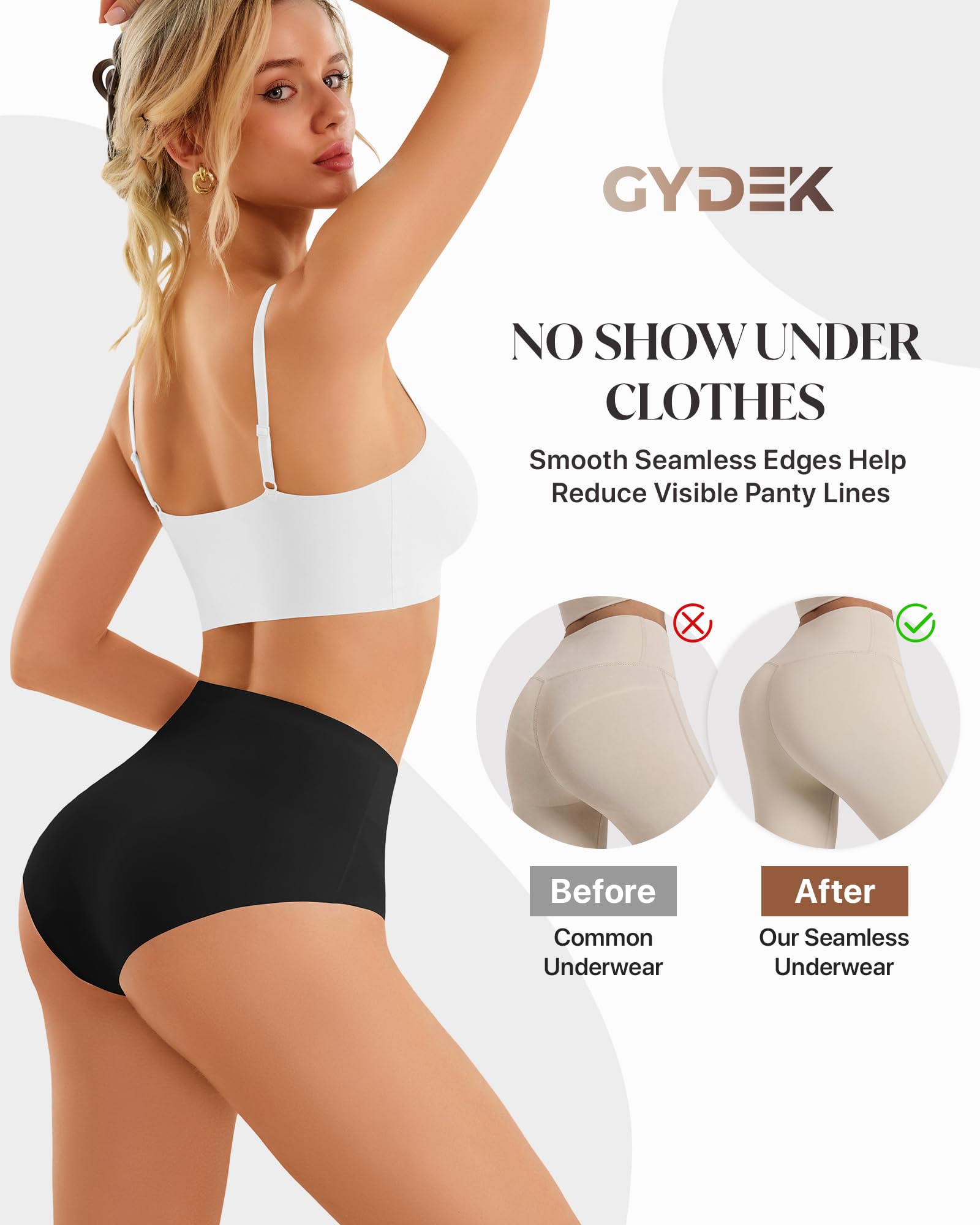 Womens Underwear Seamless High Waisted Tummy Control Panties No Show | Full Coverage, Lightweight, Soft Stretch, Cool and Breathable, Tagless Briefs